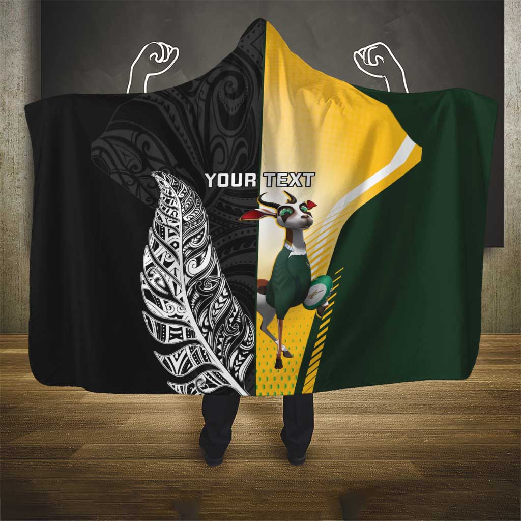 New Zealand and South Africa Rugby Custom Hooded Blanket Maori Silver Fern Springbok Together - Vibe Hoodie