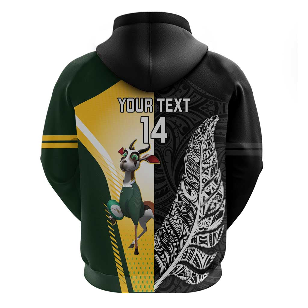 New Zealand and South Africa Rugby Custom Hoodie Maori Silver Fern Springbok Together - Vibe Hoodie