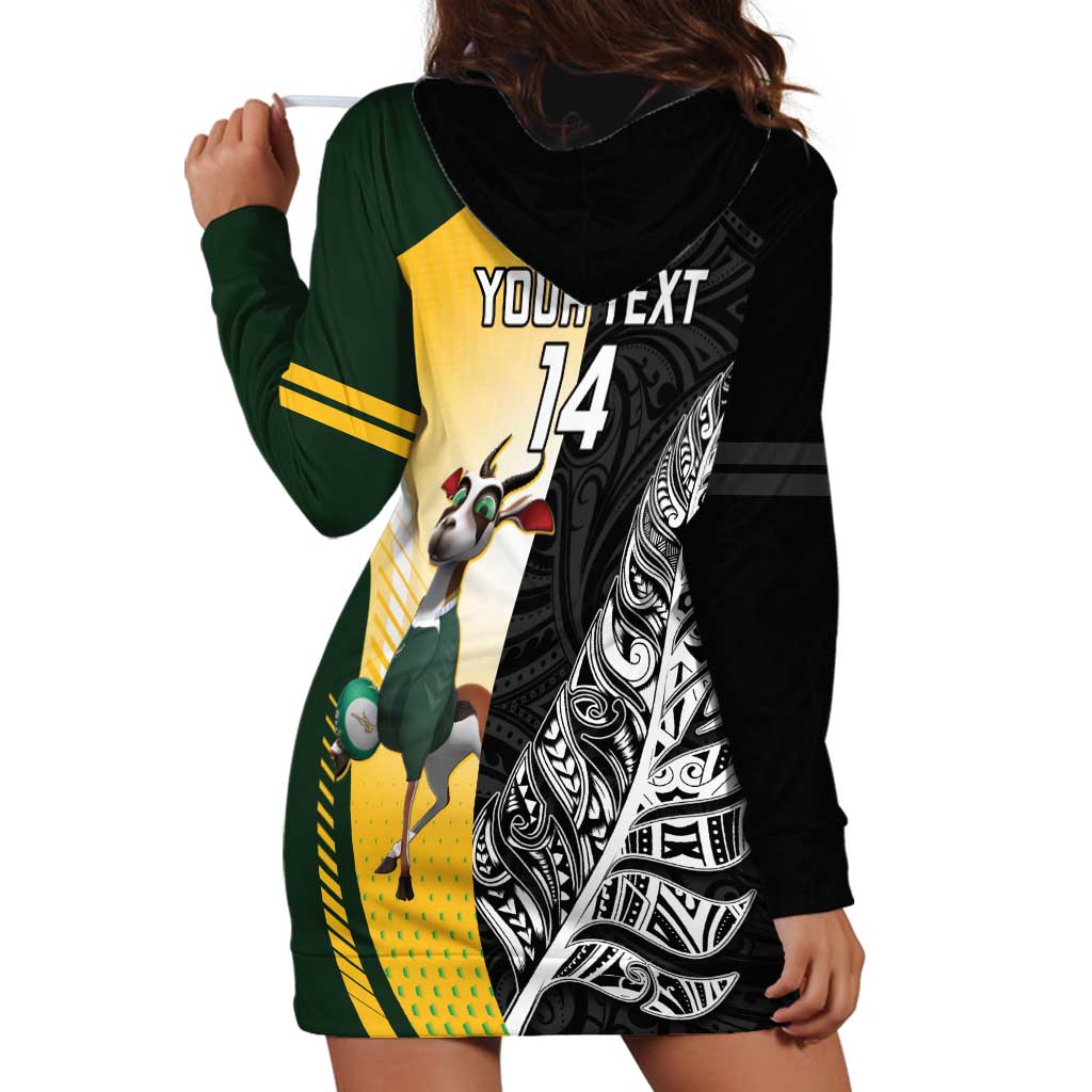 New Zealand and South Africa Rugby Custom Hoodie Dress Maori Silver Fern Springbok Together - Vibe Hoodie