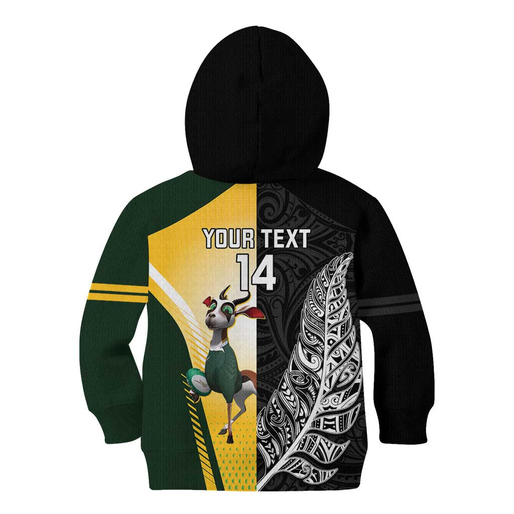 New Zealand and South Africa Rugby Custom Kid Hoodie Maori Silver Fern Springbok Together - Vibe Hoodie