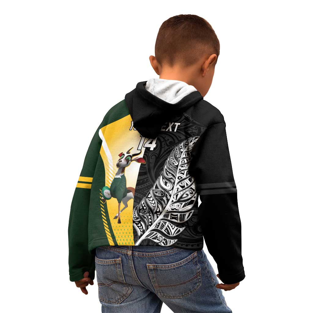 New Zealand and South Africa Rugby Custom Kid Hoodie Maori Silver Fern Springbok Together - Vibe Hoodie