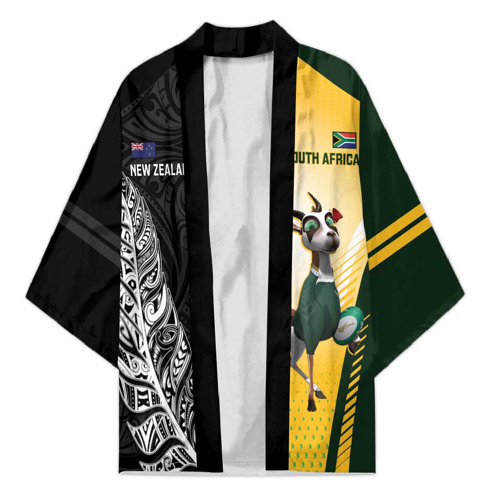New Zealand and South Africa Rugby Custom Kimono Maori Silver Fern Springbok Together - Vibe Hoodie