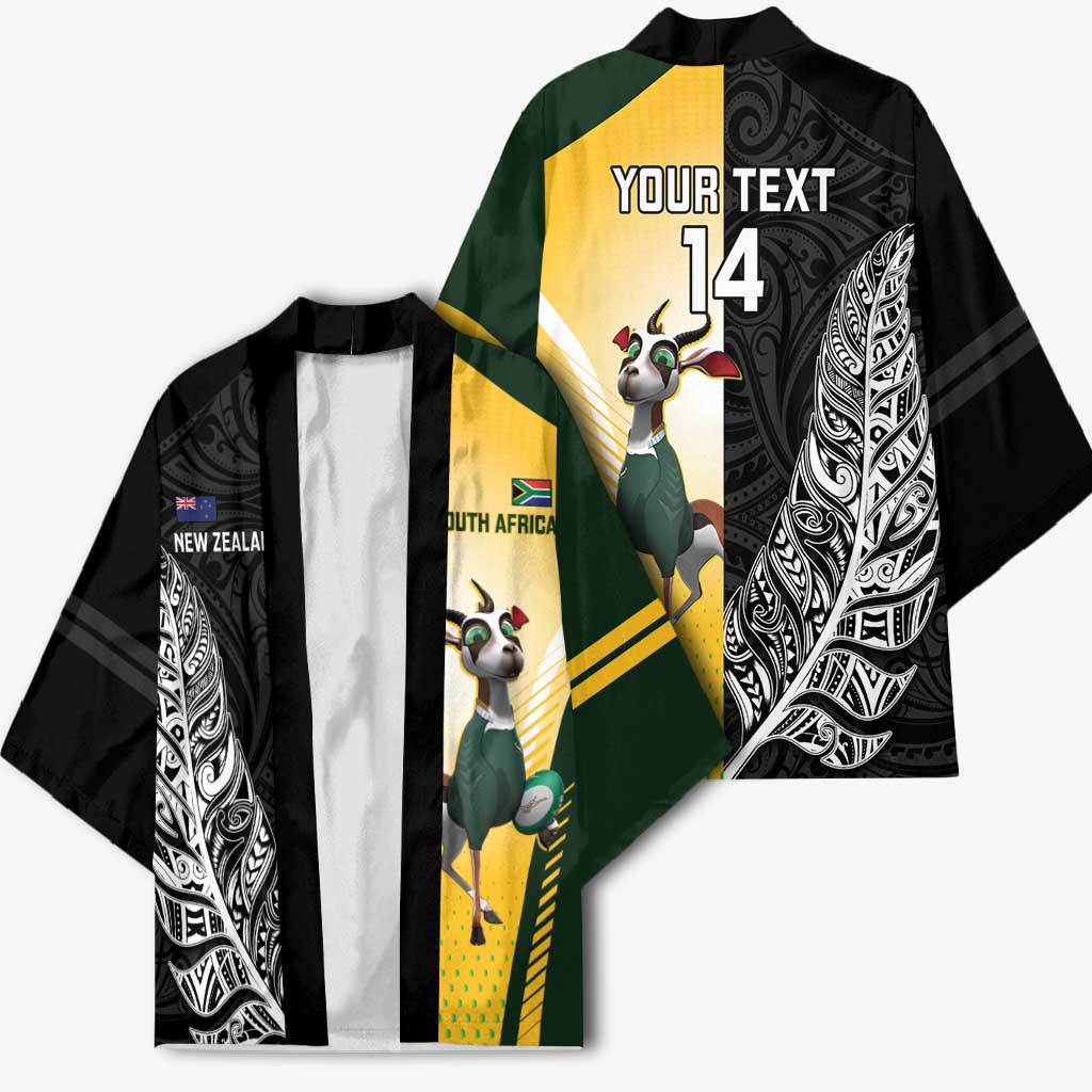 New Zealand and South Africa Rugby Custom Kimono Maori Silver Fern Springbok Together - Vibe Hoodie