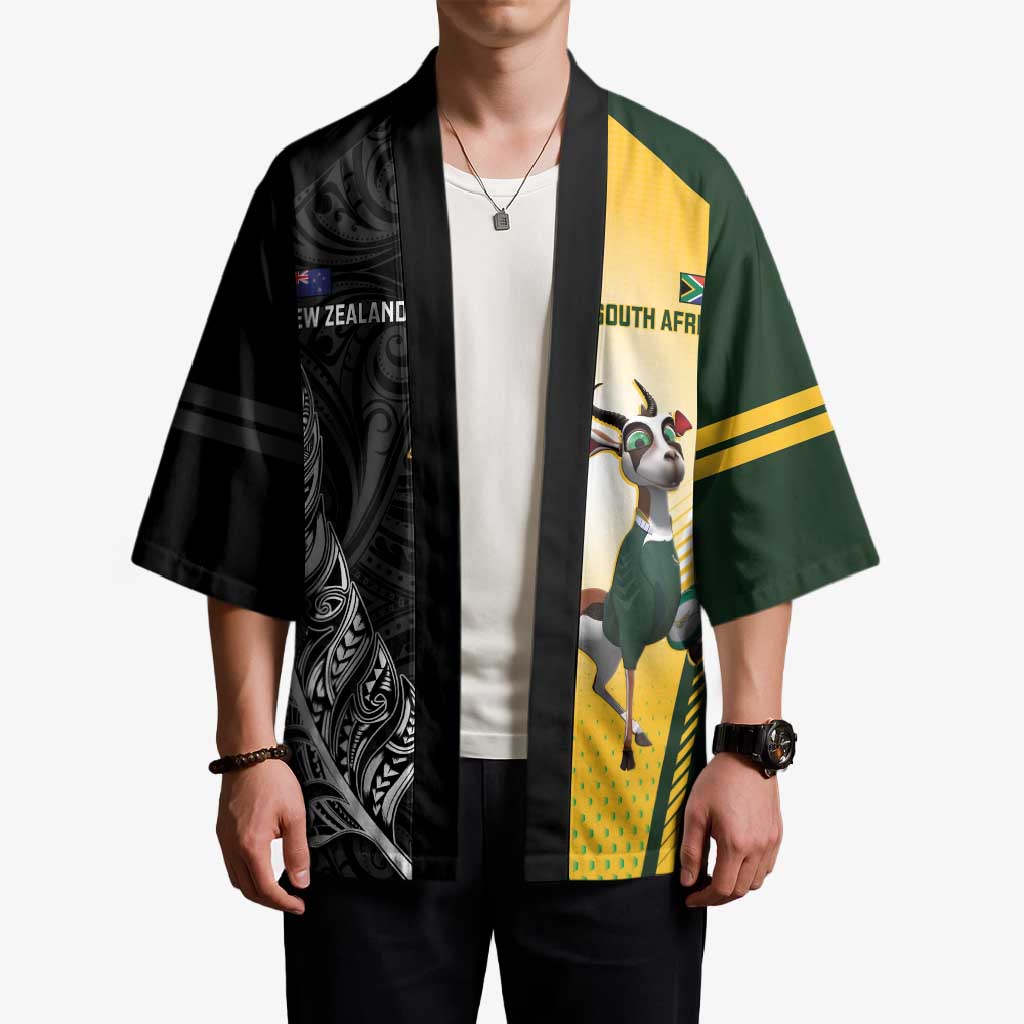 New Zealand and South Africa Rugby Custom Kimono Maori Silver Fern Springbok Together - Vibe Hoodie