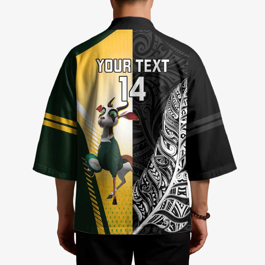 New Zealand and South Africa Rugby Custom Kimono Maori Silver Fern Springbok Together - Vibe Hoodie