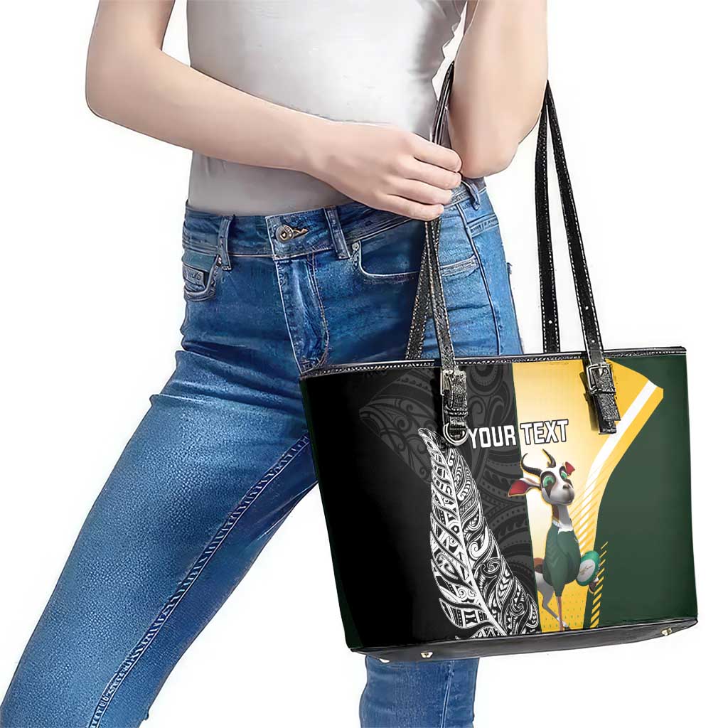 New Zealand and South Africa Rugby Custom Leather Tote Bag Maori Silver Fern Springbok Together - Vibe Hoodie