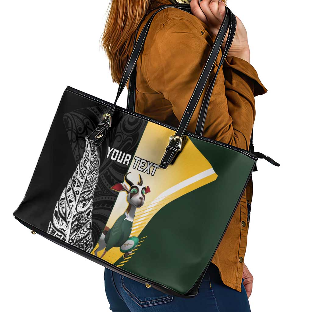 New Zealand and South Africa Rugby Custom Leather Tote Bag Maori Silver Fern Springbok Together - Vibe Hoodie