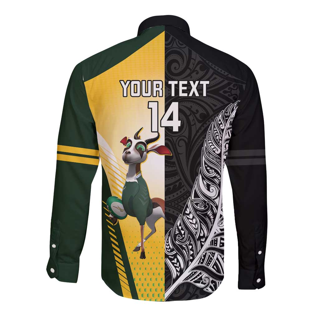 New Zealand and South Africa Rugby Custom Long Sleeve Button Shirt Maori Silver Fern Springbok Together - Vibe Hoodie