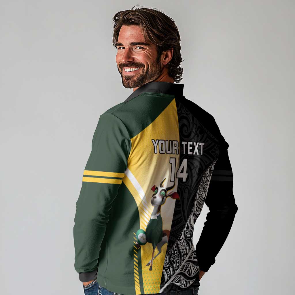 New Zealand and South Africa Rugby Custom Long Sleeve Polo Shirt Maori Silver Fern Springbok Together - Vibe Hoodie