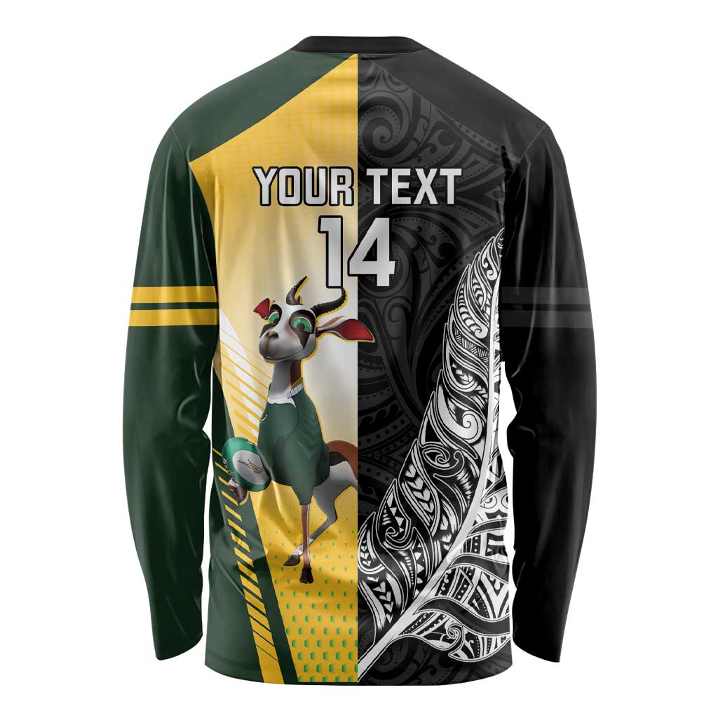 New Zealand and South Africa Rugby Custom Long Sleeve Shirt Maori Silver Fern Springbok Together - Vibe Hoodie