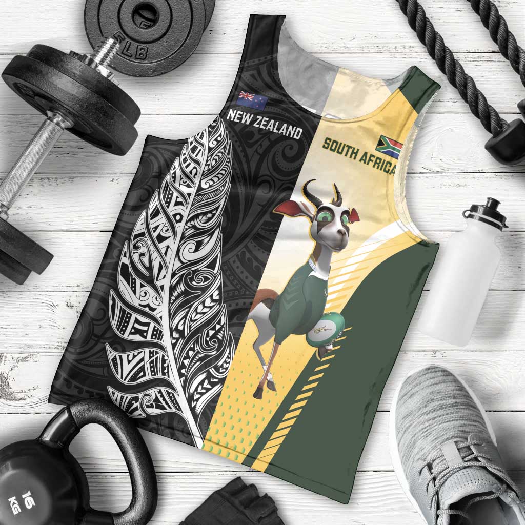 New Zealand and South Africa Rugby Custom Men Tank Top Maori Silver Fern Springbok Together - Vibe Hoodie