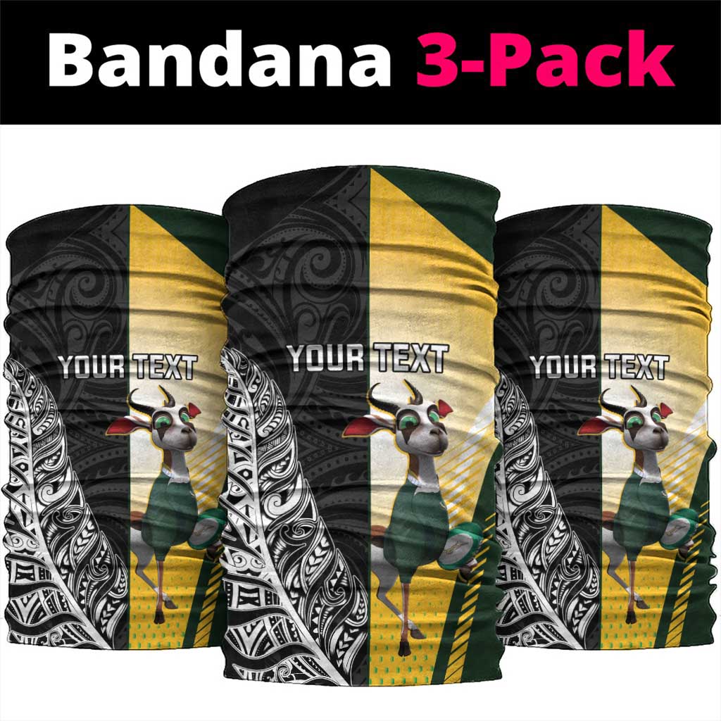 New Zealand and South Africa Rugby Custom Neck Gaiter Maori Silver Fern Springbok Together - Vibe Hoodie