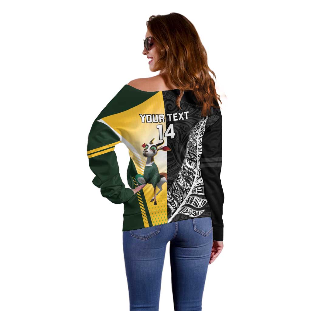 New Zealand and South Africa Rugby Custom Off Shoulder Sweater Maori Silver Fern Springbok Together - Vibe Hoodie