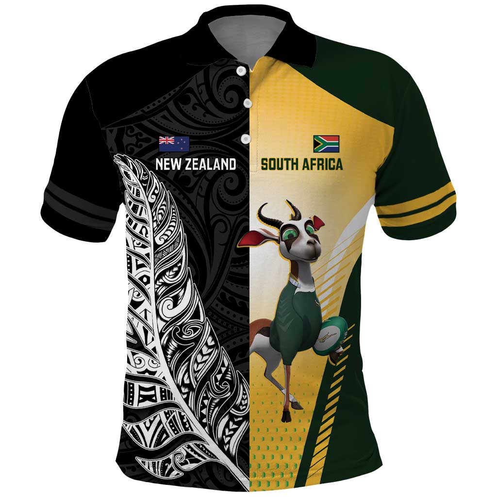 New Zealand and South Africa Rugby Custom Polo Shirt Maori Silver Fern Springbok Together - Vibe Hoodie