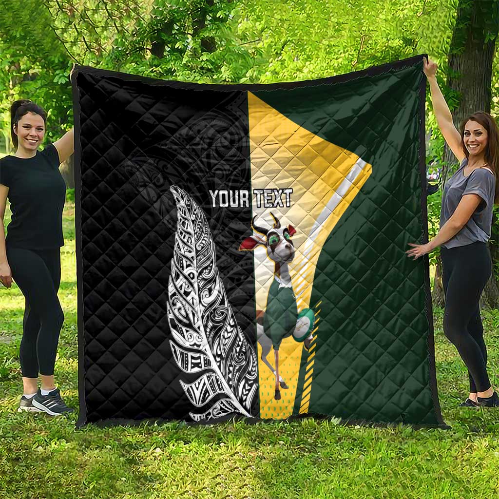 New Zealand and South Africa Rugby Custom Quilt Maori Silver Fern Springbok Together - Vibe Hoodie