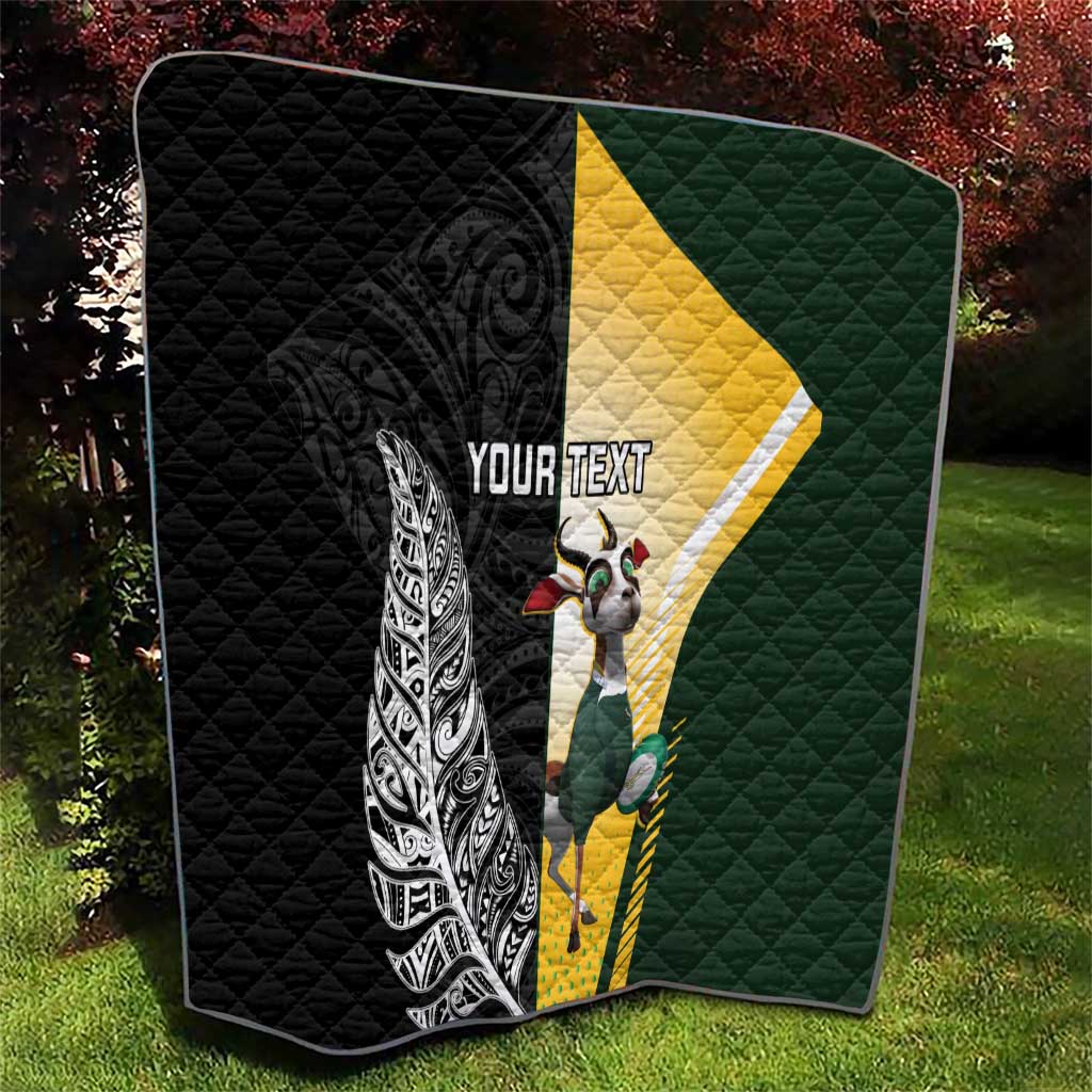New Zealand and South Africa Rugby Custom Quilt Maori Silver Fern Springbok Together - Vibe Hoodie