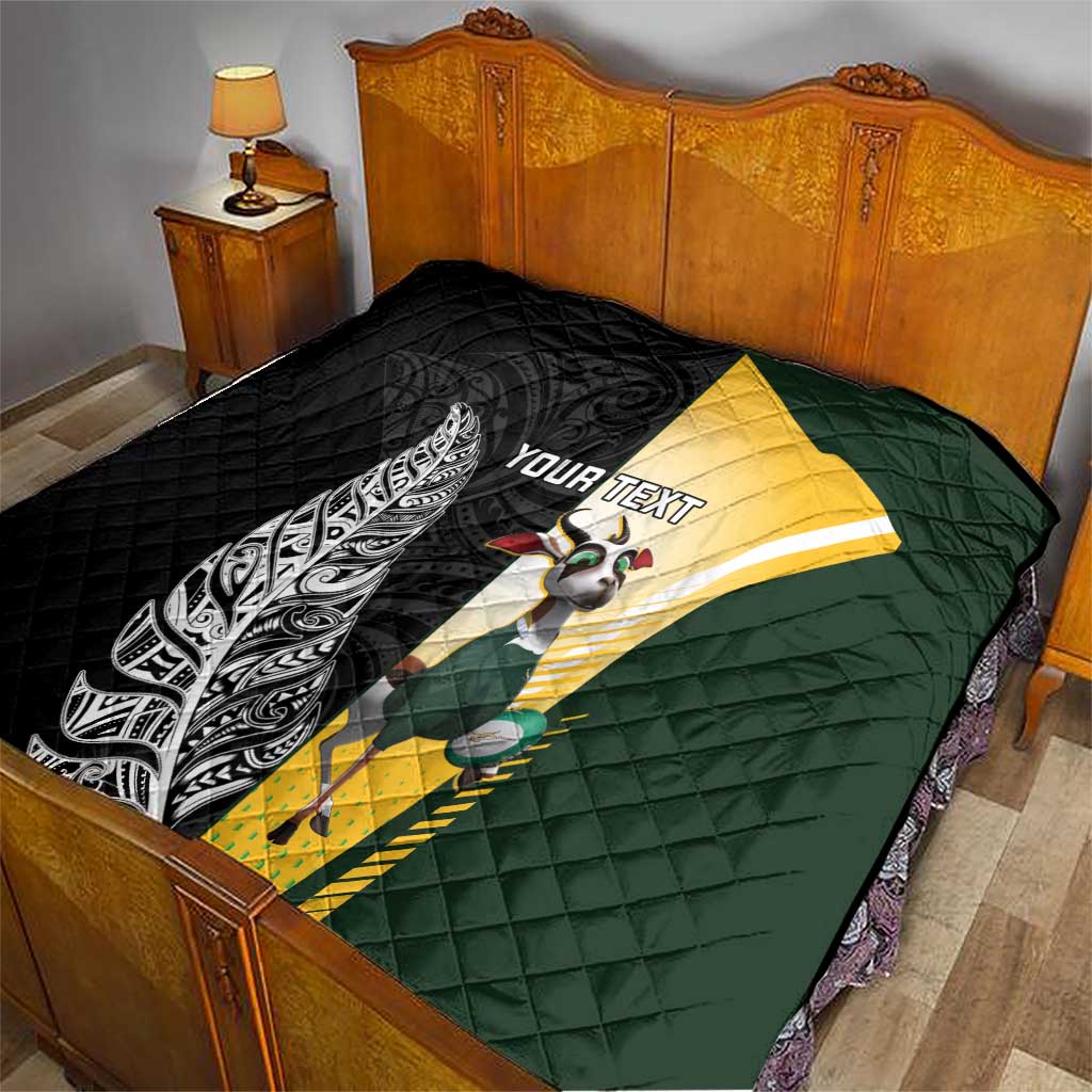 New Zealand and South Africa Rugby Custom Quilt Maori Silver Fern Springbok Together - Vibe Hoodie