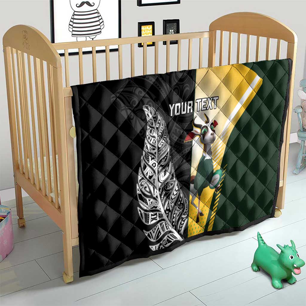 New Zealand and South Africa Rugby Custom Quilt Maori Silver Fern Springbok Together - Vibe Hoodie