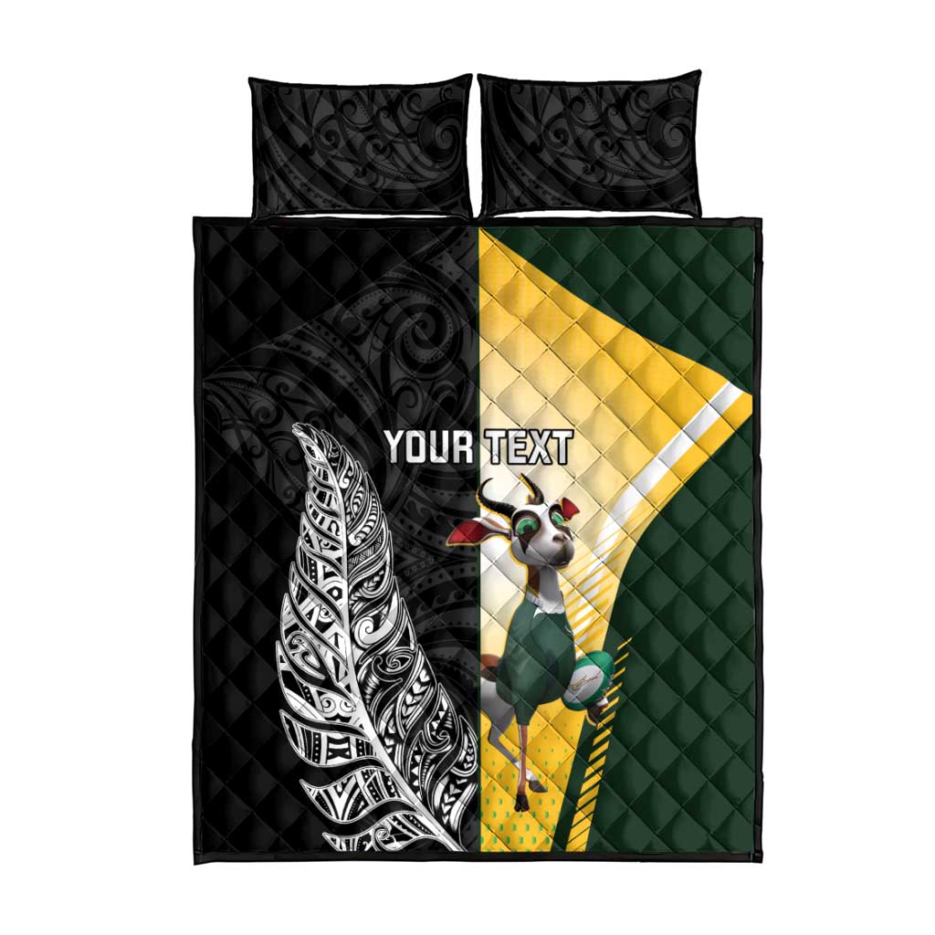 New Zealand and South Africa Rugby Custom Quilt Bed Set Maori Silver Fern Springbok Together - Vibe Hoodie