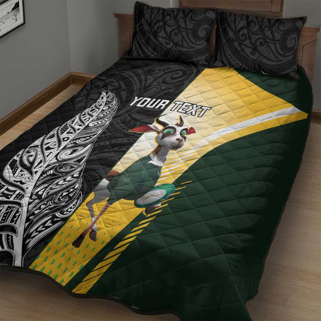 New Zealand and South Africa Rugby Custom Quilt Bed Set Maori Silver Fern Springbok Together - Vibe Hoodie