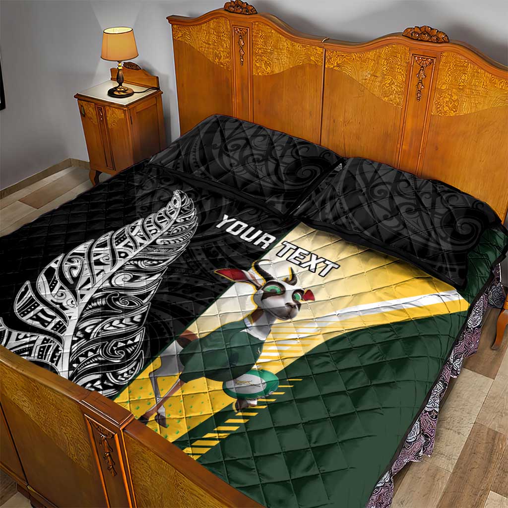 New Zealand and South Africa Rugby Custom Quilt Bed Set Maori Silver Fern Springbok Together - Vibe Hoodie