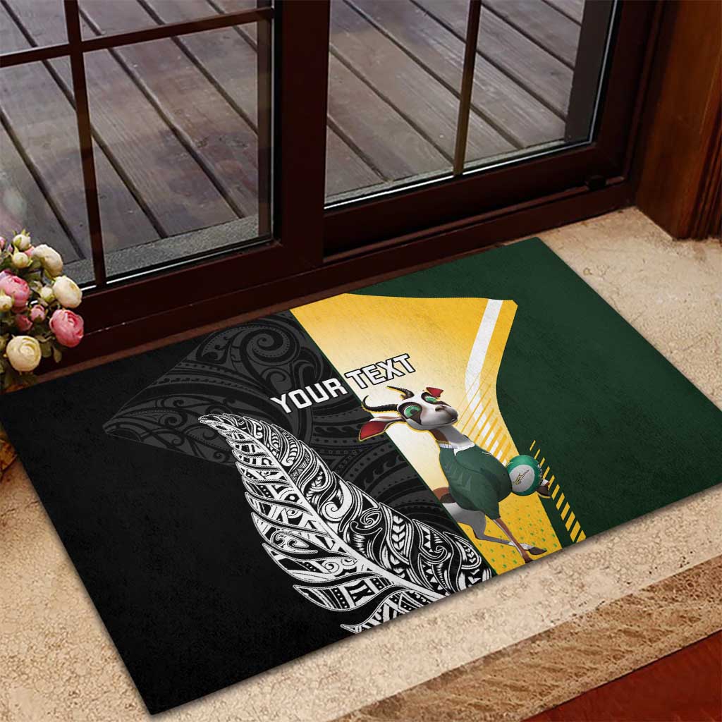 New Zealand and South Africa Rugby Custom Rubber Doormat Maori Silver Fern Springbok Together - Vibe Hoodie
