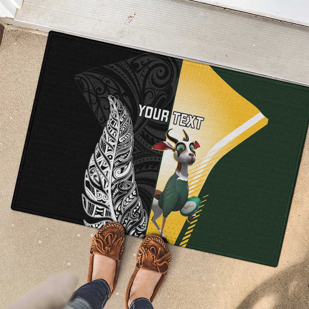 New Zealand and South Africa Rugby Custom Rubber Doormat Maori Silver Fern Springbok Together - Vibe Hoodie