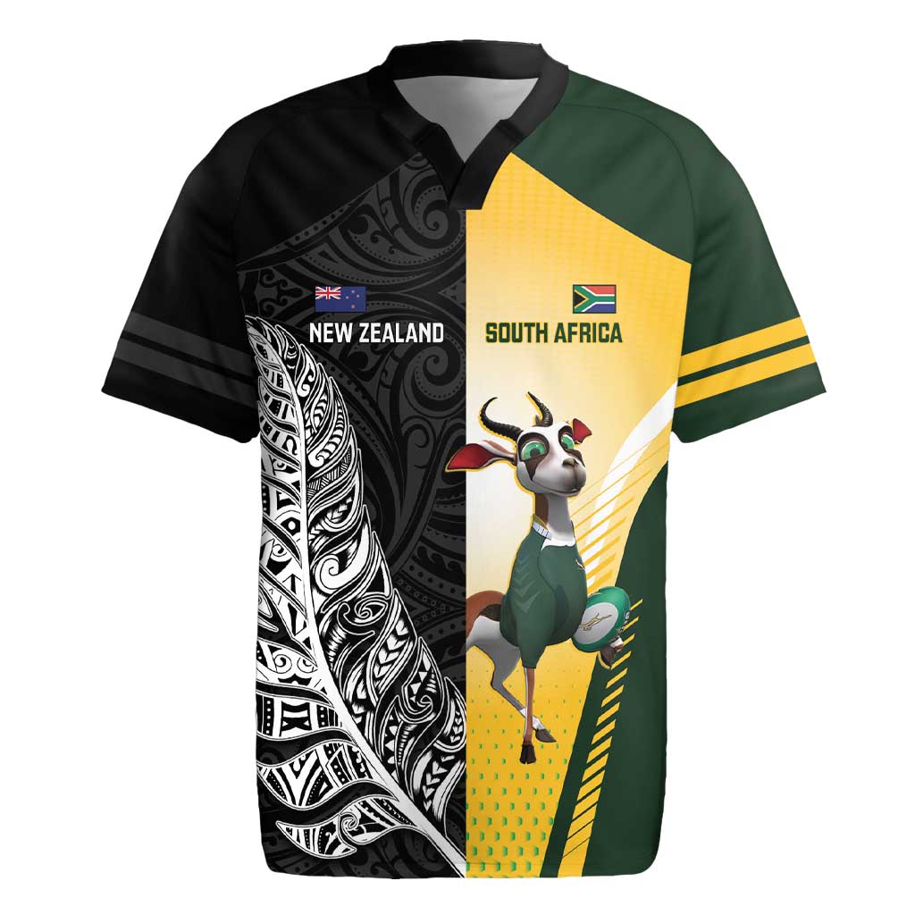 New Zealand and South Africa Rugby Custom Rugby Jersey Maori Silver Fern Springbok Together - Vibe Hoodie