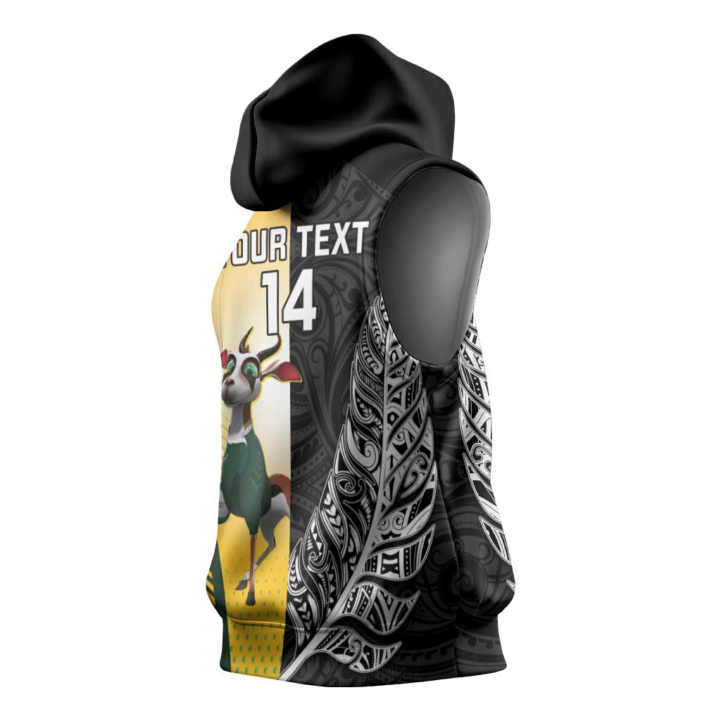 New Zealand and South Africa Rugby Custom Sleeveless Hoodie Maori Silver Fern Springbok Together - Vibe Hoodie