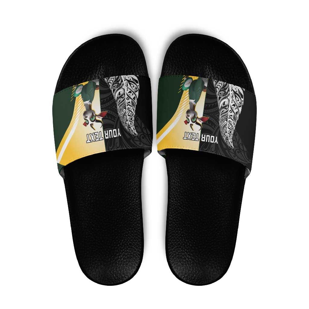 New Zealand and South Africa Rugby Custom Slide Sandals Maori Silver Fern Springbok Together - Vibe Hoodie