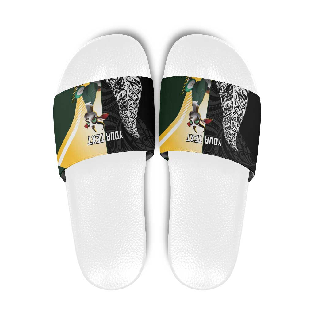 New Zealand and South Africa Rugby Custom Slide Sandals Maori Silver Fern Springbok Together - Vibe Hoodie