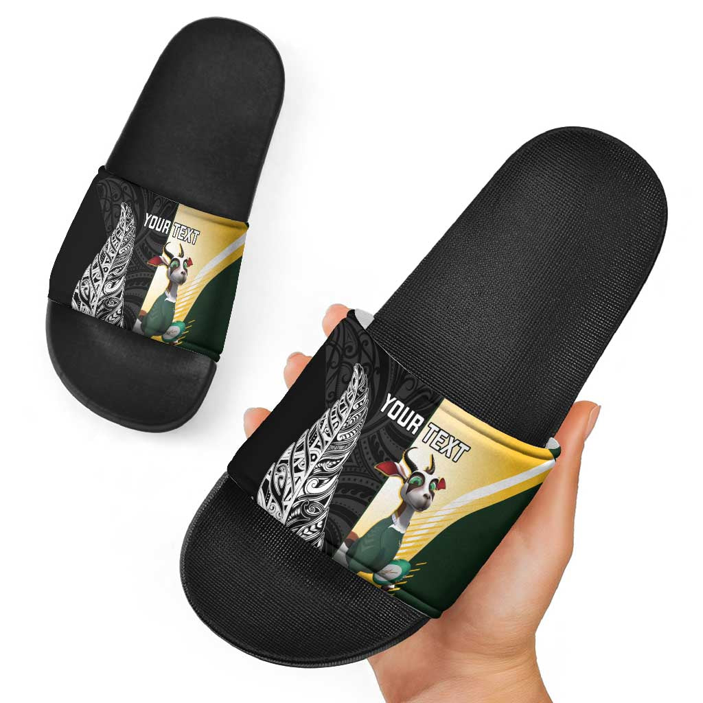 New Zealand and South Africa Rugby Custom Slide Sandals Maori Silver Fern Springbok Together - Vibe Hoodie