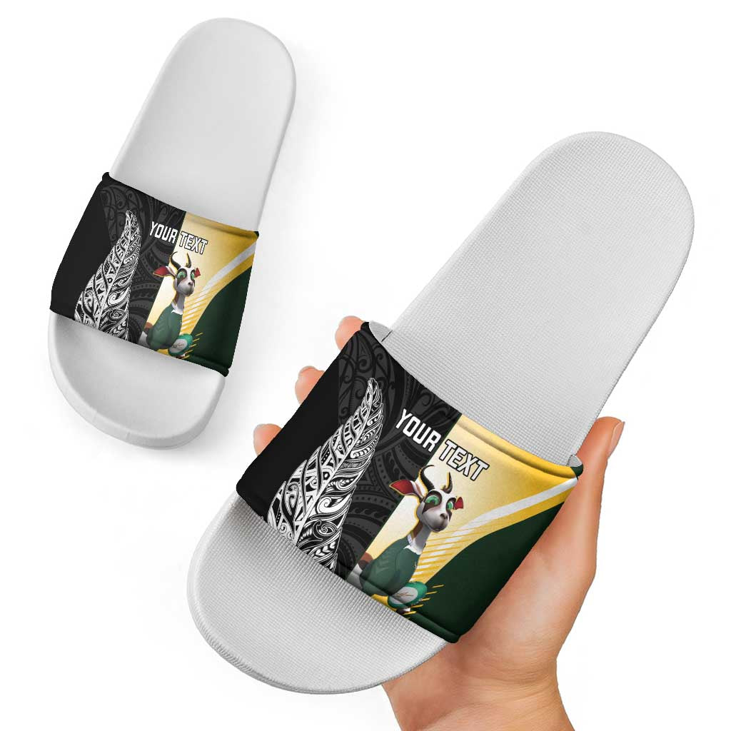 New Zealand and South Africa Rugby Custom Slide Sandals Maori Silver Fern Springbok Together - Vibe Hoodie