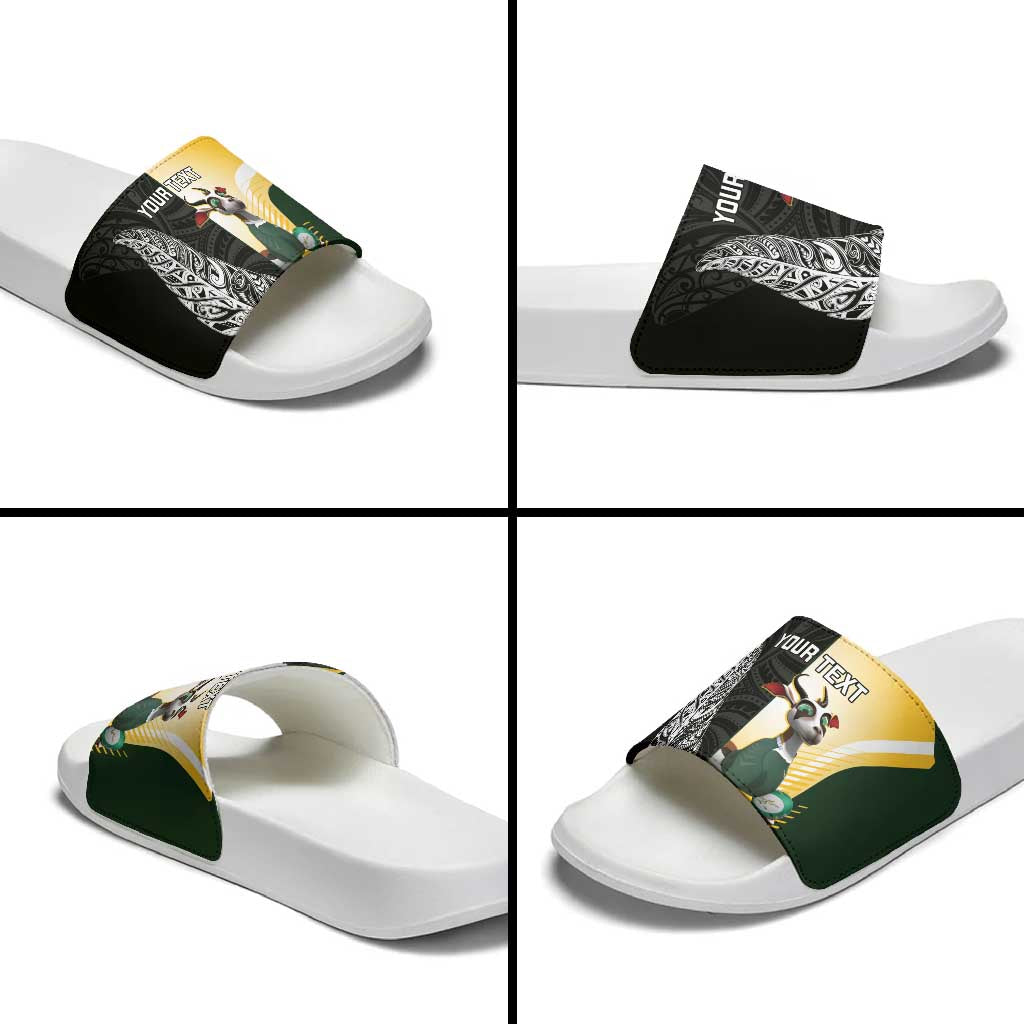 New Zealand and South Africa Rugby Custom Slide Sandals Maori Silver Fern Springbok Together - Vibe Hoodie