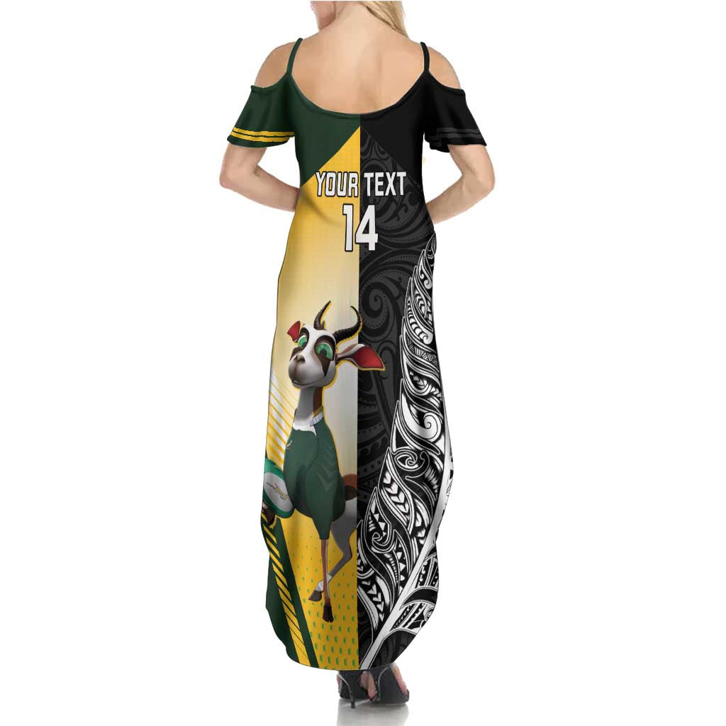 New Zealand and South Africa Rugby Custom Summer Maxi Dress Maori Silver Fern Springbok Together - Vibe Hoodie