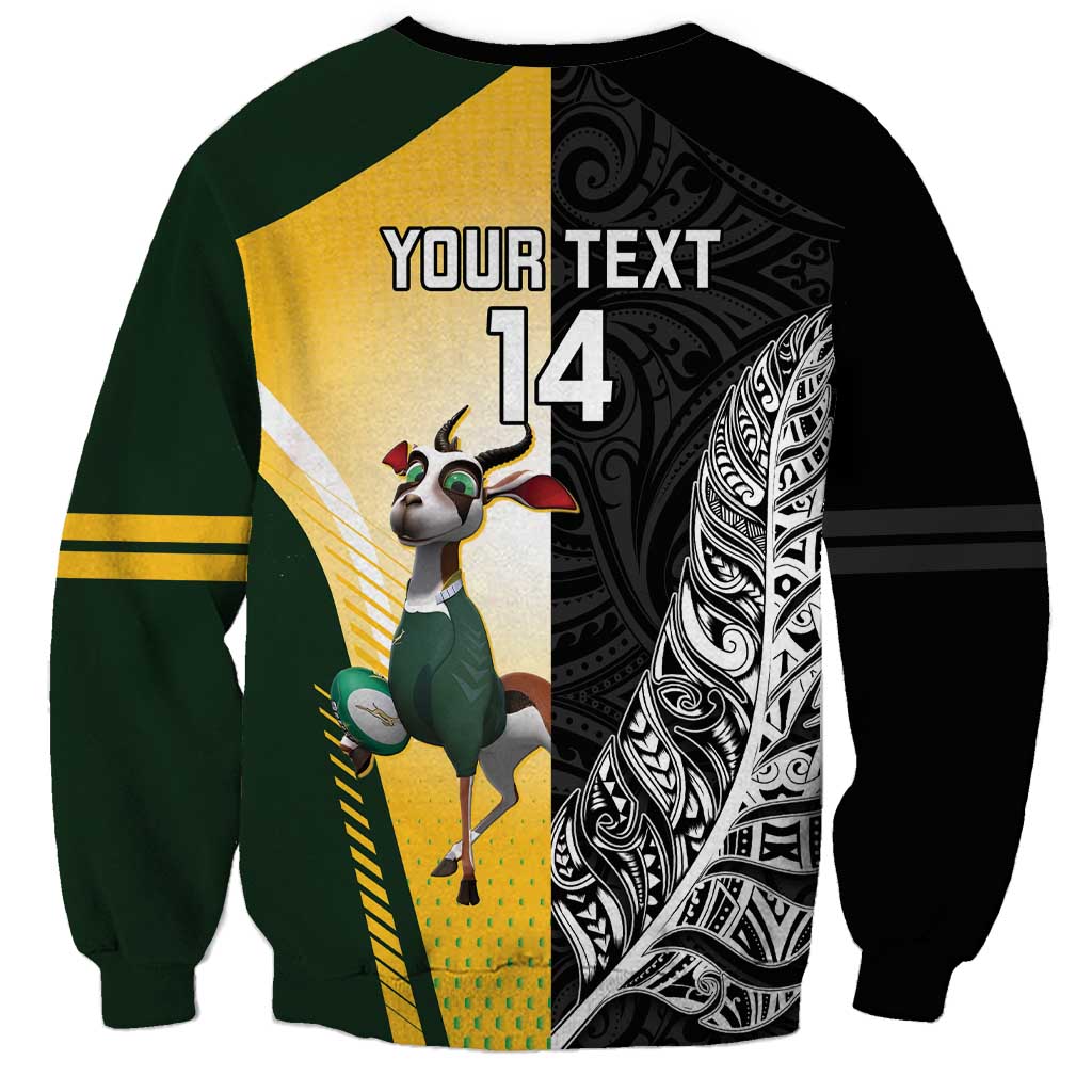 New Zealand and South Africa Rugby Custom Sweatshirt Maori Silver Fern Springbok Together - Vibe Hoodie
