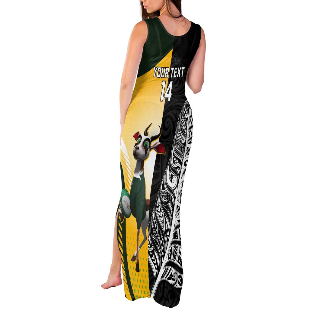 New Zealand and South Africa Rugby Custom Tank Maxi Dress Maori Silver Fern Springbok Together - Vibe Hoodie
