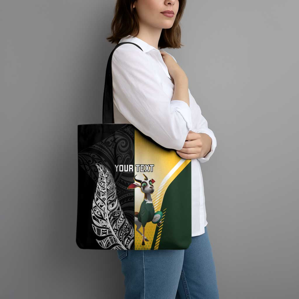 New Zealand and South Africa Rugby Custom Tote Bag Maori Silver Fern Springbok Together - Vibe Hoodie