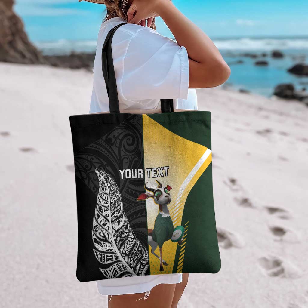 New Zealand and South Africa Rugby Custom Tote Bag Maori Silver Fern Springbok Together - Vibe Hoodie