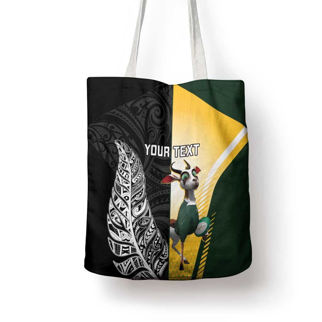New Zealand and South Africa Rugby Custom Tote Bag Maori Silver Fern Springbok Together - Vibe Hoodie