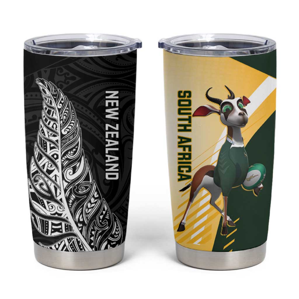 New Zealand and South Africa Rugby Tumbler Cup Maori Silver Fern Springbok Together - Vibe Hoodie