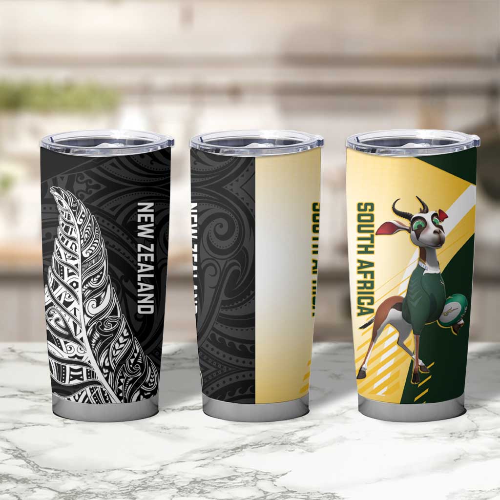 New Zealand and South Africa Rugby Tumbler Cup Maori Silver Fern Springbok Together - Vibe Hoodie