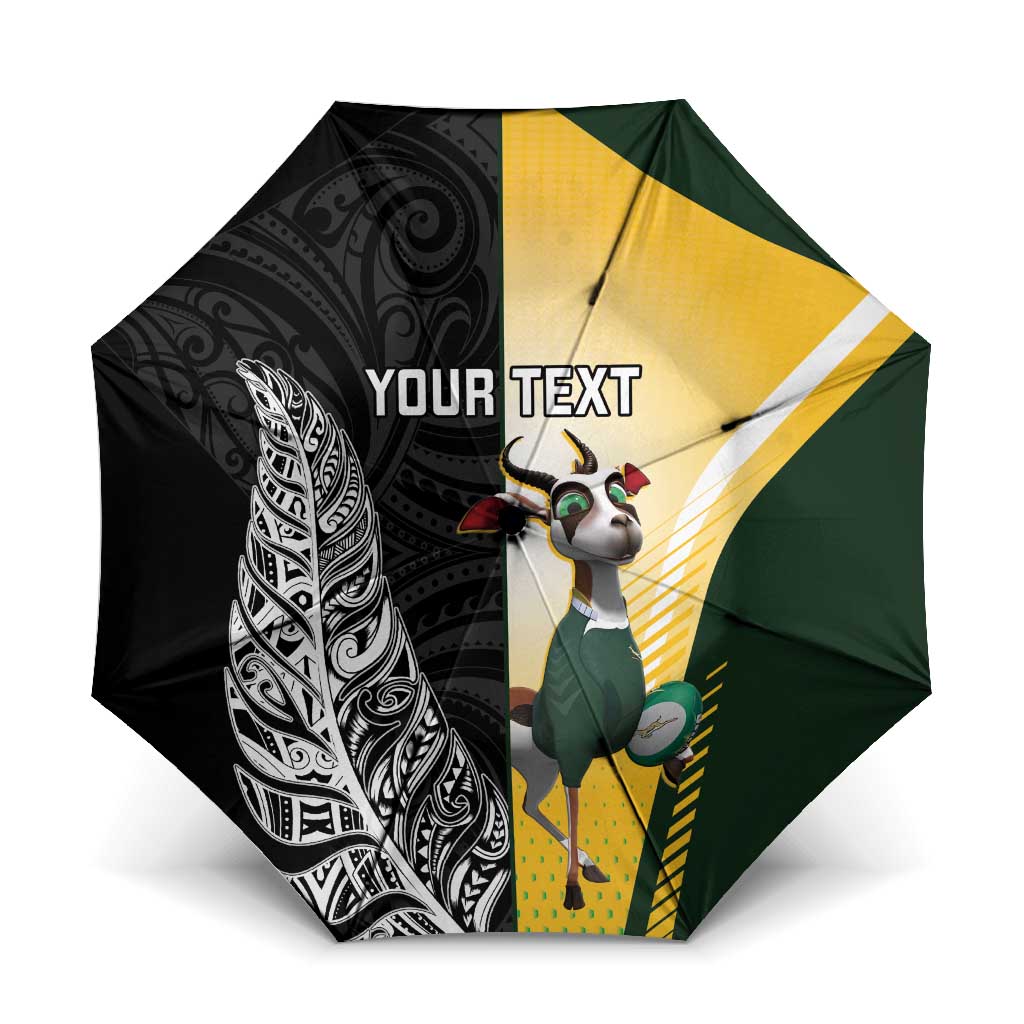 New Zealand and South Africa Rugby Custom Umbrella Maori Silver Fern Springbok Together - Vibe Hoodie