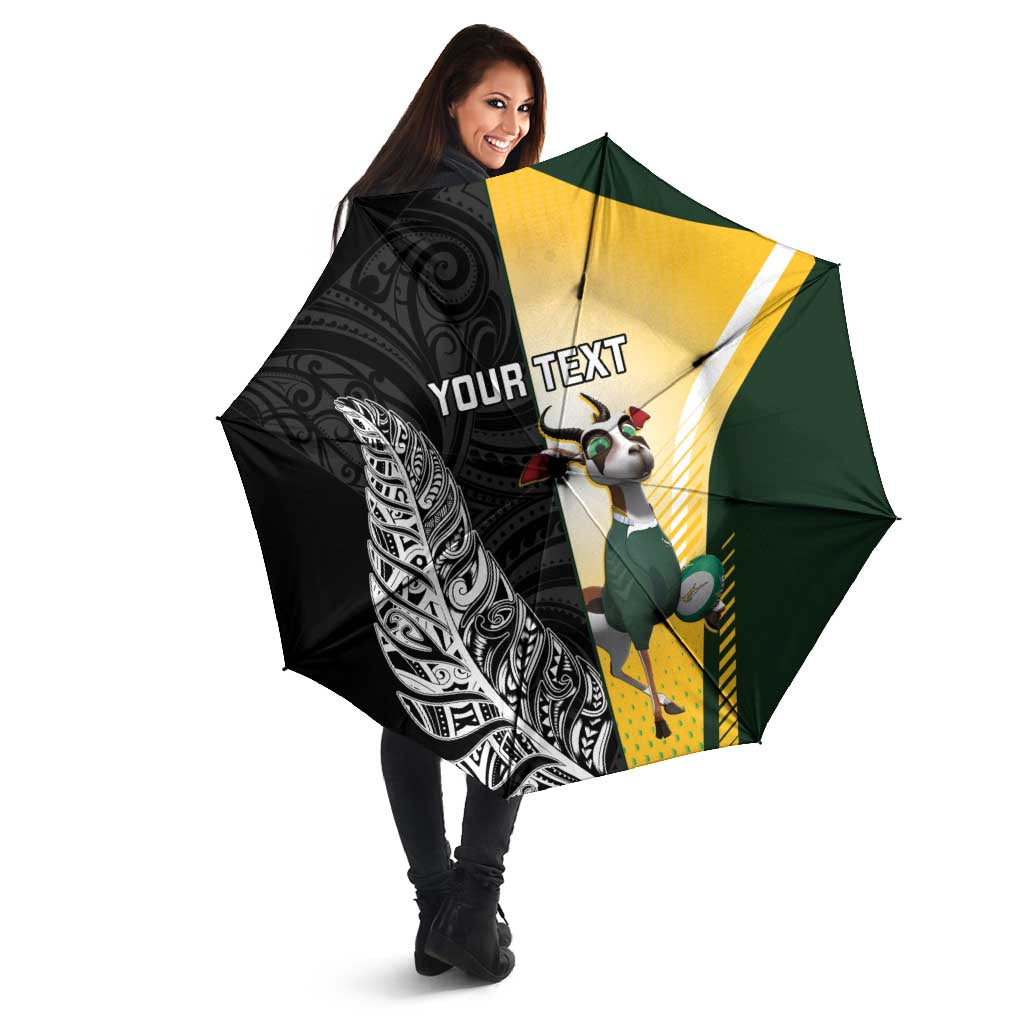 New Zealand and South Africa Rugby Custom Umbrella Maori Silver Fern Springbok Together - Vibe Hoodie