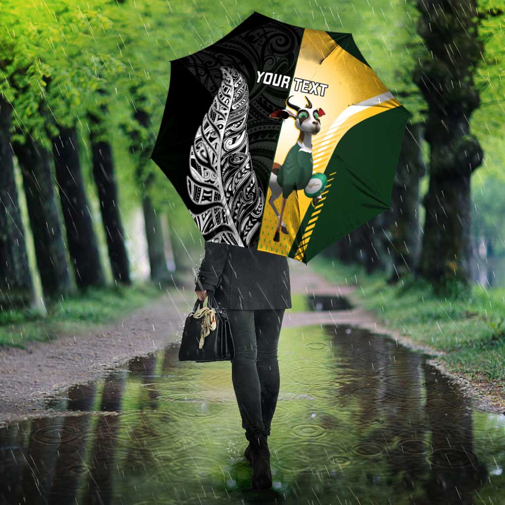 New Zealand and South Africa Rugby Custom Umbrella Maori Silver Fern Springbok Together - Vibe Hoodie