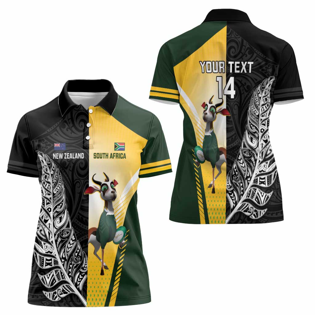 New Zealand and South Africa Rugby Custom Women Polo Shirt Maori Silver Fern Springbok Together - Vibe Hoodie