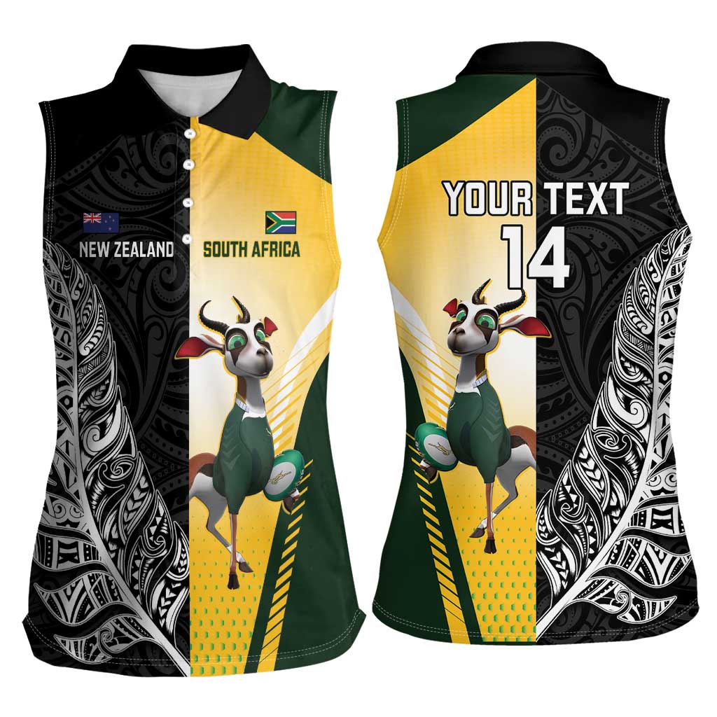 New Zealand and South Africa Rugby Custom Women Sleeveless Polo Shirt Maori Silver Fern Springbok Together - Vibe Hoodie