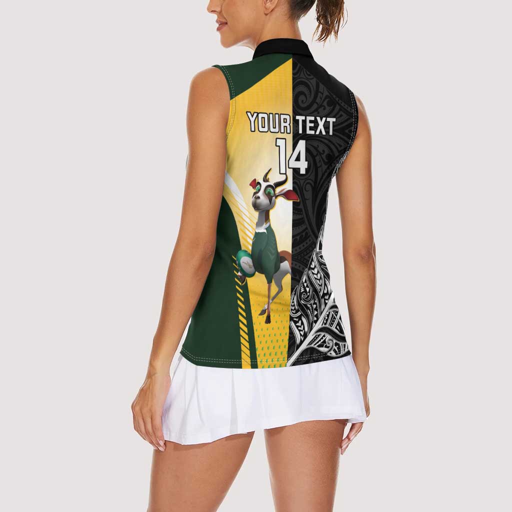 New Zealand and South Africa Rugby Custom Women Sleeveless Polo Shirt Maori Silver Fern Springbok Together - Vibe Hoodie