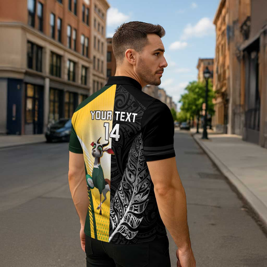 New Zealand and South Africa Rugby Custom Zipper Polo Shirt Maori Silver Fern Springbok Together - Vibe Hoodie