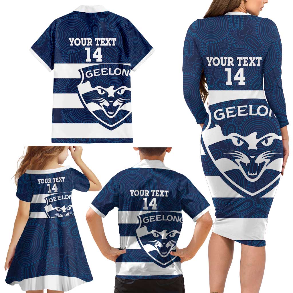 AFL Cats Football Custom Family Matching Long Sleeve Bodycon Dress and Hawaiian Shirt Geelong Proud Indigenous Art - Vibe Hoodie